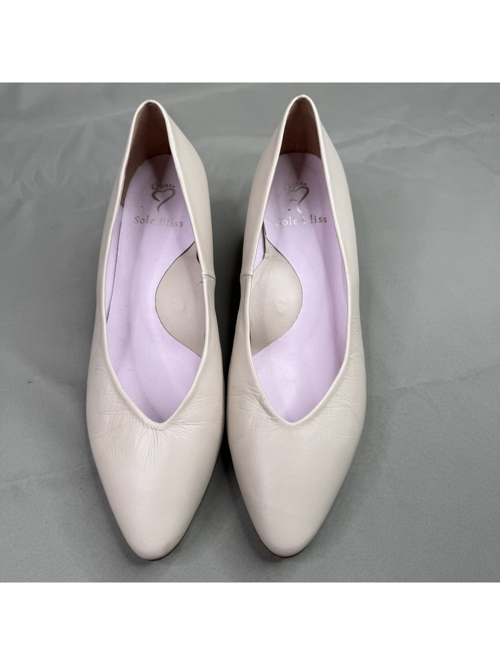 Sole Bliss Womens 40 EU Pink Leather Pointed Toe Flats